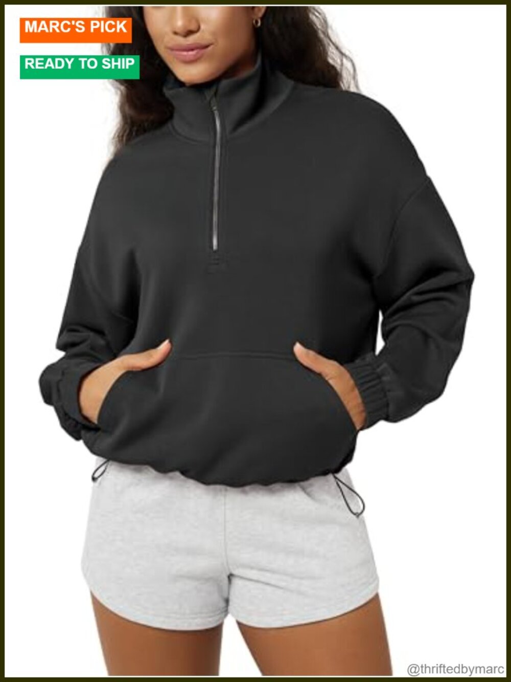 Modal Soft Oversized Half Zip Funnel Neck Sweatshirt with Pockets